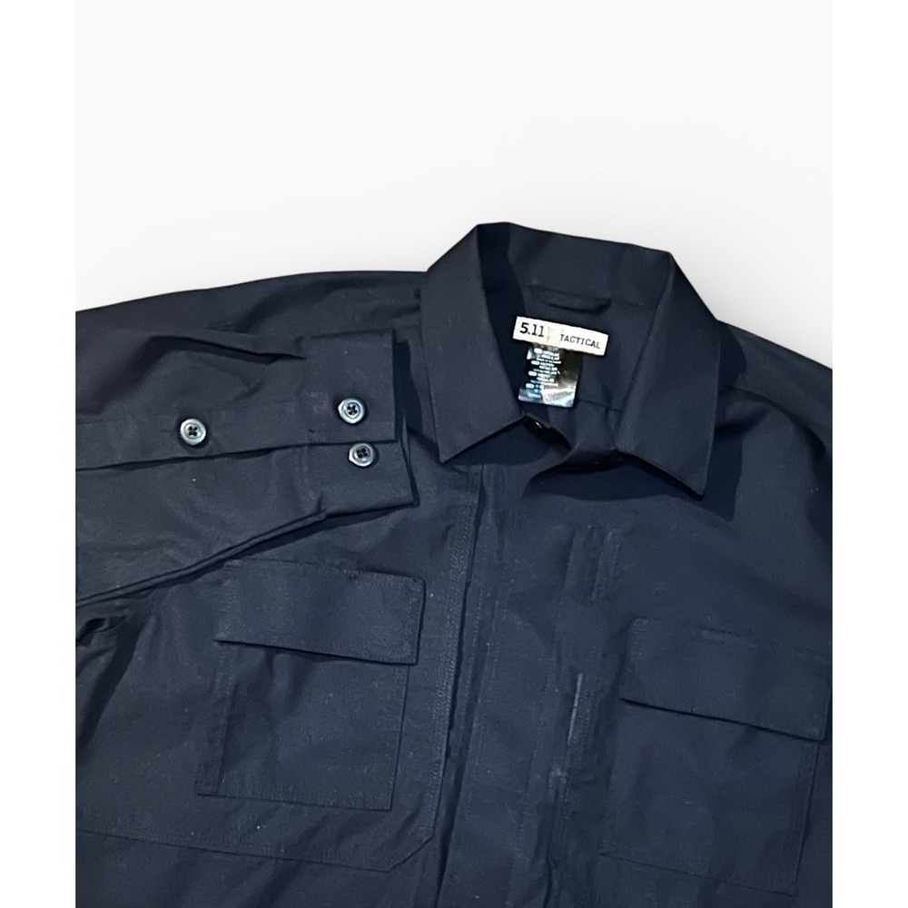 5.11 Tactical Series Men Medium Utility‎ Shirts Multi pockets L/S Black Shacket - Picture 5 of 10